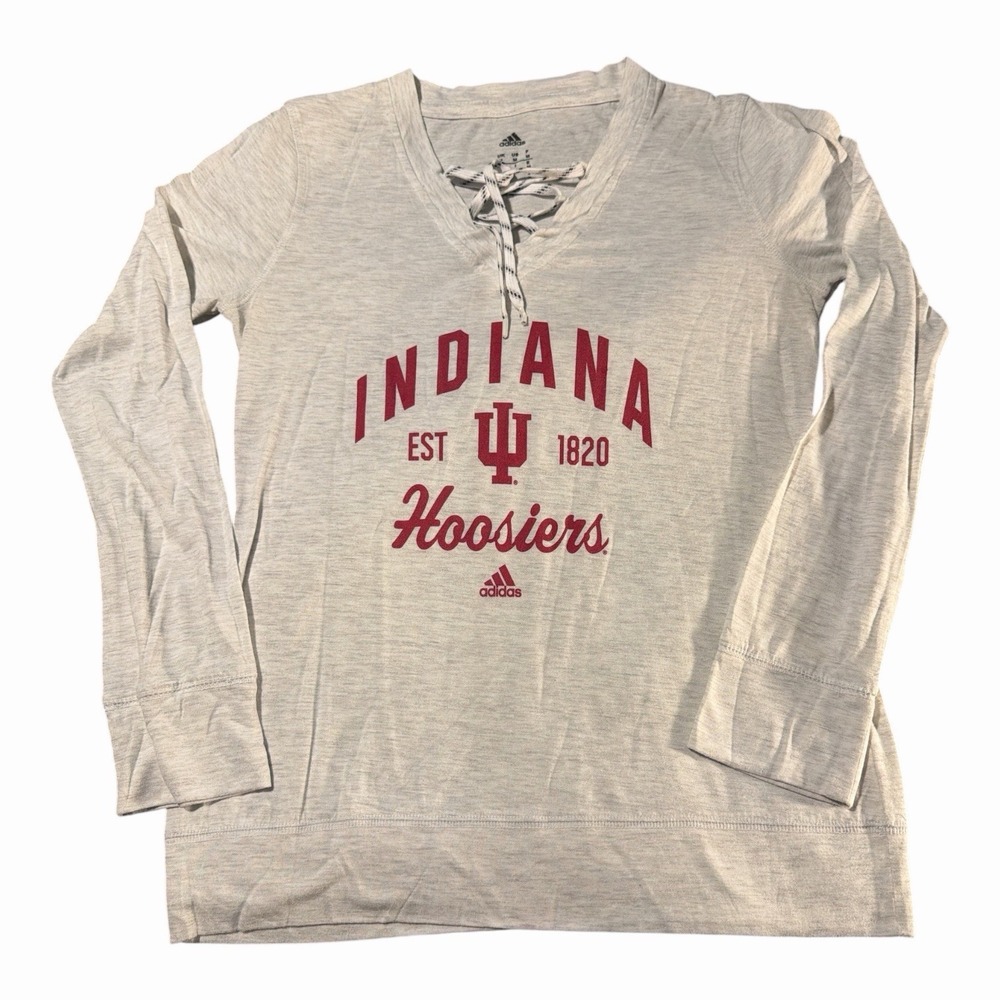 Adidas Indiana Hoosiers Women's Med Lace Up Long Sleeve Gray IN NCAA Collegiate
